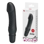 10 Titreşim Modlu Realistik Başlıklı Mini Silikon Vibratör - Stev (Siyah)