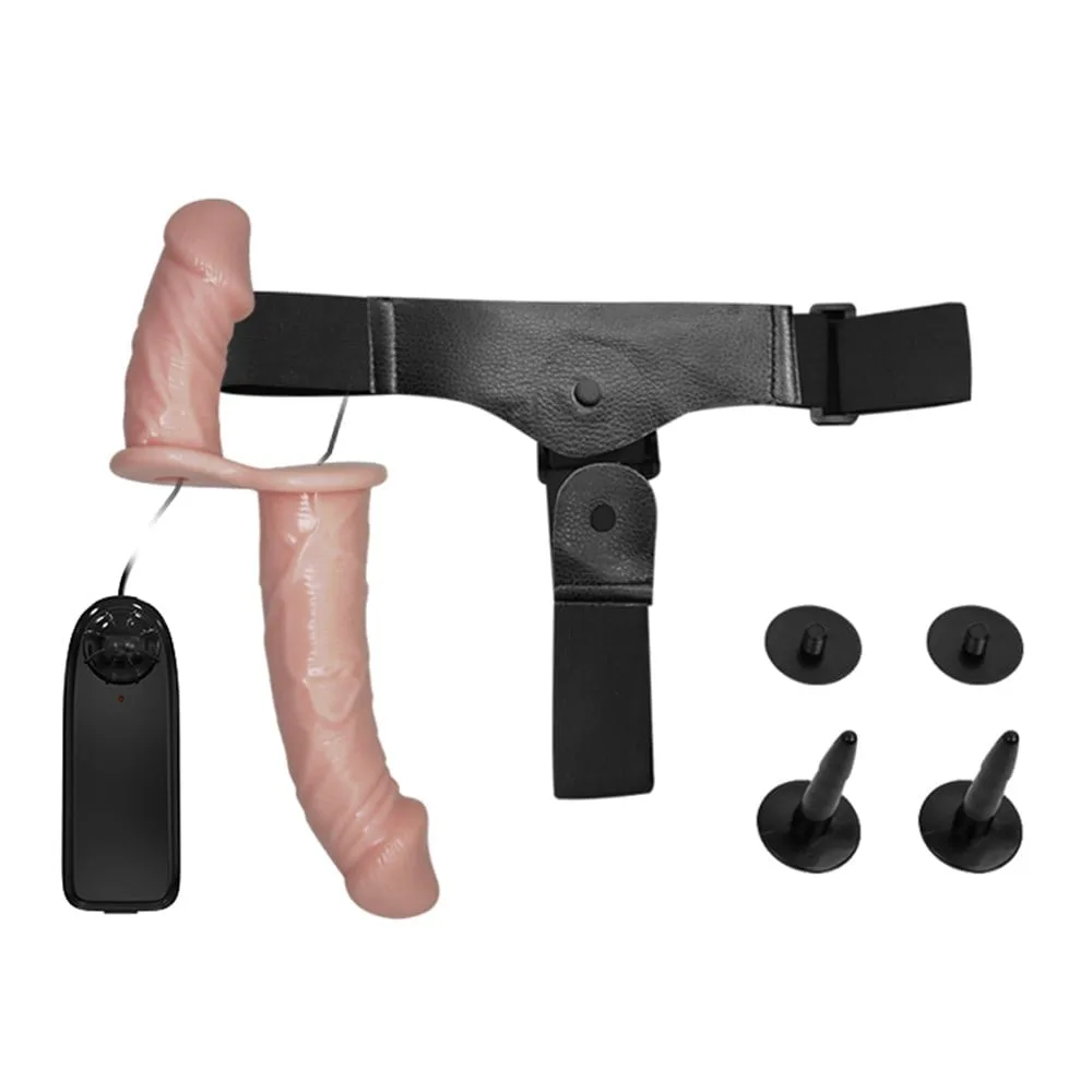 17,5 cm Belden Bağlamalı Çift Taraflı Titreşimli Penis - Görsel 5