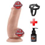 17,5 cm Belden Bağlamalı Gerçekçi Çift Katmanlı Silikon Penis