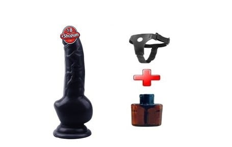 18 cm Belden Bağlamalı Gerçekçi Zenci Dildo Penis
