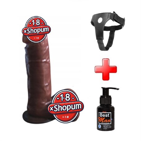 19 cm Belden Bağlamalı Melez Realistik Penis