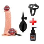 19 cm Pompalı Büyüyen Realistik Penis Anal Vajinal Dildo