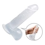 19 cm Belden Bağlamalı Şeffaf Realistik Damarlı Vantuzlu Dildo Penis