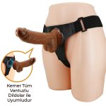 20 cm Belden Bağlamalı İçi Dolu Strapon Melez Penis - Micheal - Görsel 3