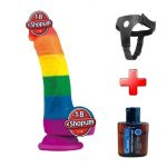 20,5 cm Belden Bağlamalı Renkli Realistik Vantuzlu Dildo Penis