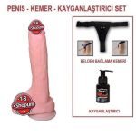 20,5 cm Belden Bağlamalı Realistik Dildo Penis Set