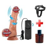 21 cm Kumandalı Belden Bağlamalı 360° Oynar Başlı Titreşimli Vibratör Realistik Penis Dildo