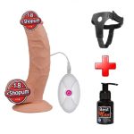 20 cm Belden Bağlamalı Titreşimli Realistik Dildo Penis Set