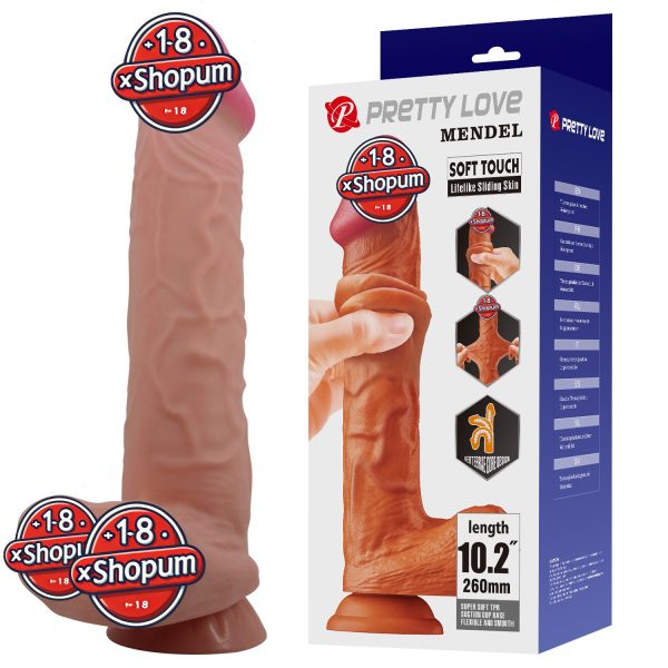26 cm Kıkırdak Yapılı Çift Katmanlı Gerçekçi Melez Dildo Penis - Mendel