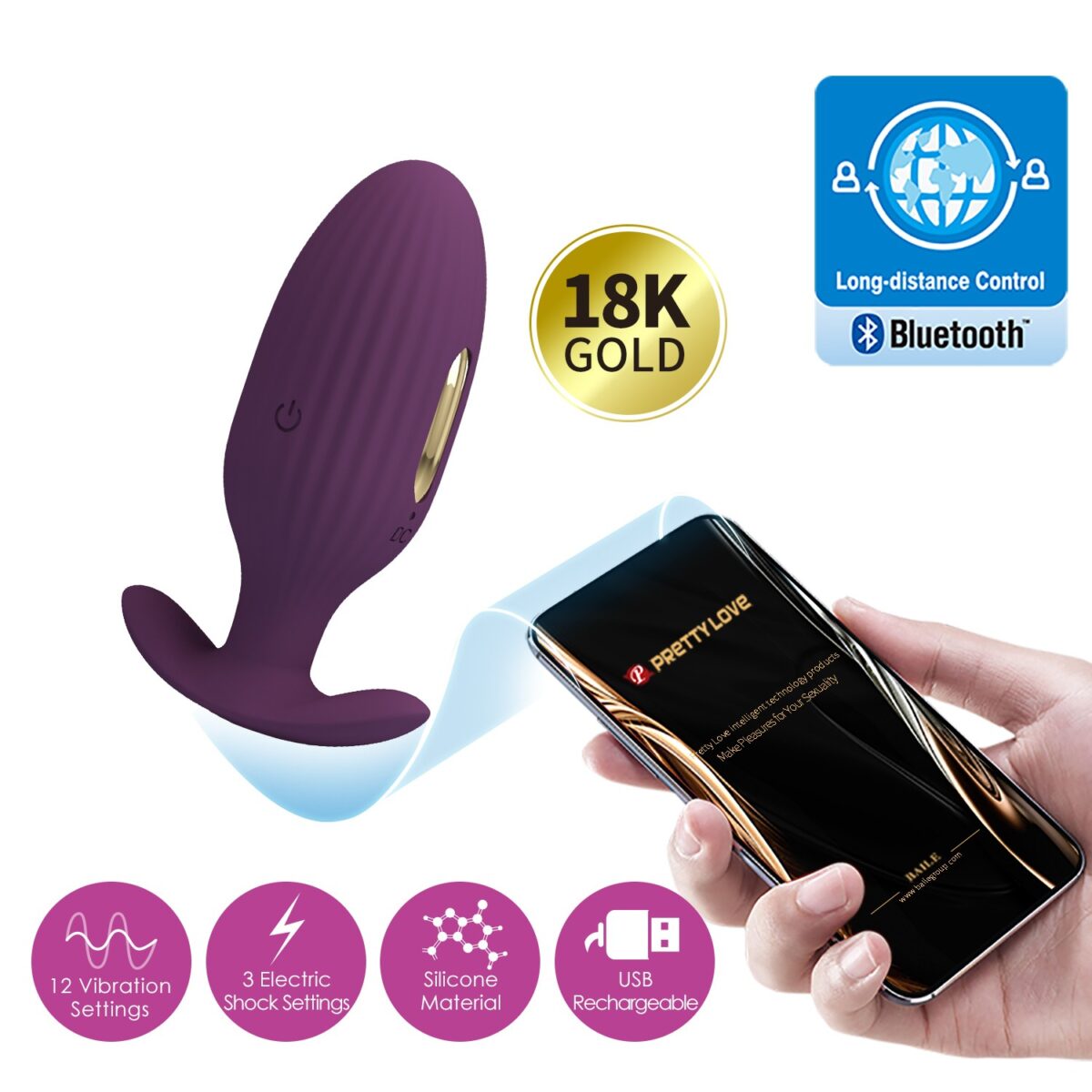 Telefon Kumandalı 12 Titreşim Fonksiyon & 3 Elektro Şoklu Teknolojik Anal Vajinal Vibratör | BI 040083HP 1 02