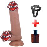 Belden Bağlamalı 20,5 cm Çift Katmanlı Gerçekçi Melez Dildo Penis - Creel
