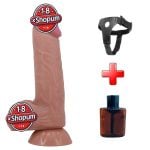 Belden Bağlamalı 20,6 cm Kıkırdak Yapılı Çift Katmanlı Gerçekçi Melez Dildo Penis - Lisle