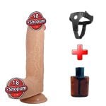 Belden Bağlamalı 23,4 cm Çift Katmanlı Gerçekçi Dildo Penis - Emeka