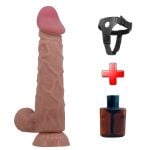 Belden Bağlamalı 24 cm Kıkırdak Yapılı Çift Katmanlı Gerçekçi Melez Dildo Penis - Mendel - Görsel 2
