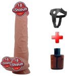 Belden Bağlamalı 26 cm Kıkırdak Yapılı Çift Katmanlı Melez Gerçekçi Dildo Penis - Mendel