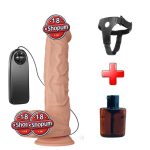 Belden Bağlamalı 26 cm Titreşimli Gerçekçi Kalın Dildo Penis - Bergrisi