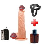 Belden Bağlamalı 20,5 cm Isıtma Özellikli Oynar Başlı Kumandalı Titreşimli Dildo