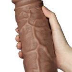 Belden Bağlamalı Yeni Nesil Çift Katmanlı 26,6 cm Realistik Kalın Dildo Melez Penis