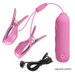 Romantic Wave - USB'den Şarjlı Titreşim ve Elektro Şok Mandallı Göğüs Uyarıcı