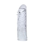 14 cm damarlı uzatmalı şeffaf silikon penis kılıfı.