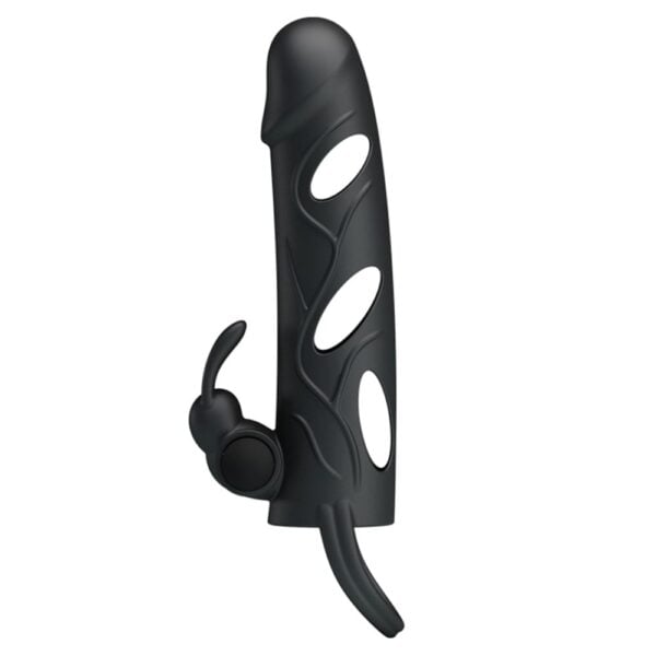 Titreşimli klitoral uyarıcılı uzatmalı penis kılıfı zenci penis.