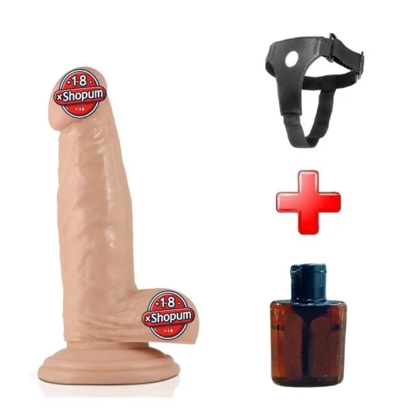 17 cm Realistik Vantuzlu Belden Bağlamalı Anal Vajinal Dildo Penis