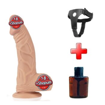 22 cm Realistik Vantuzlu Belden Bağlamalı Anal Vajinal Dildo Penis