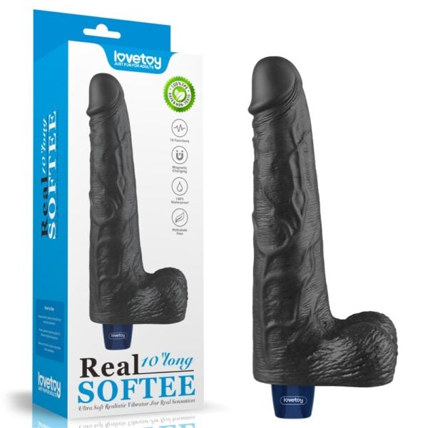 25.3 cm USB Şarjlı Gerçekçi 10 Titreşim Modlu Güçlü Sessiz Zenci Dildo