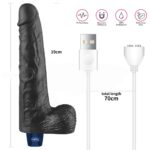 25.3 cm USB Şarjlı Gerçekçi 10 Titreşim Modlu Güçlü Sessiz Zenci Dildo