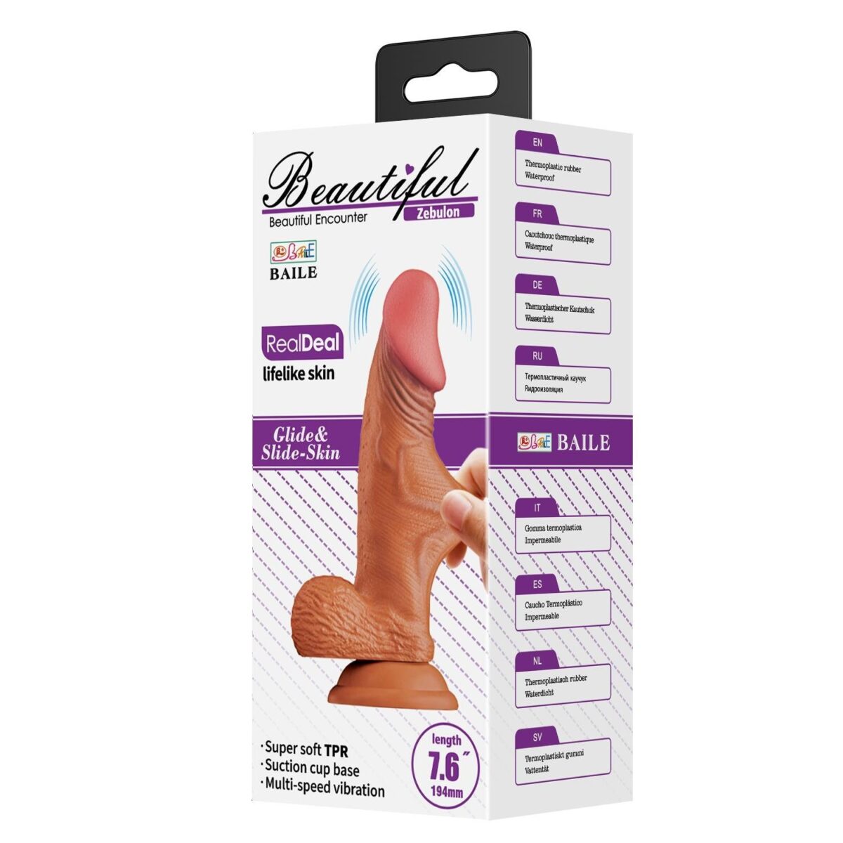 19,4 cm Çift Katmanlı Gerçekçi Titreşimli Dildo Vibratör Penis - Zebulon | 194 cm cift katmanli gercekci titresim 132850