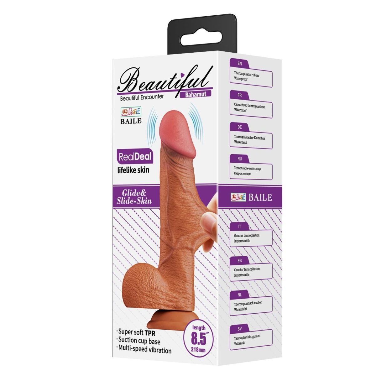 21,8 cm Çift Katmanlı Gerçekçi Titreşimli Dildo Vibratör Penis - Bahamut | 218 cm cift katmanli gercekci titresim ad 7dc 1