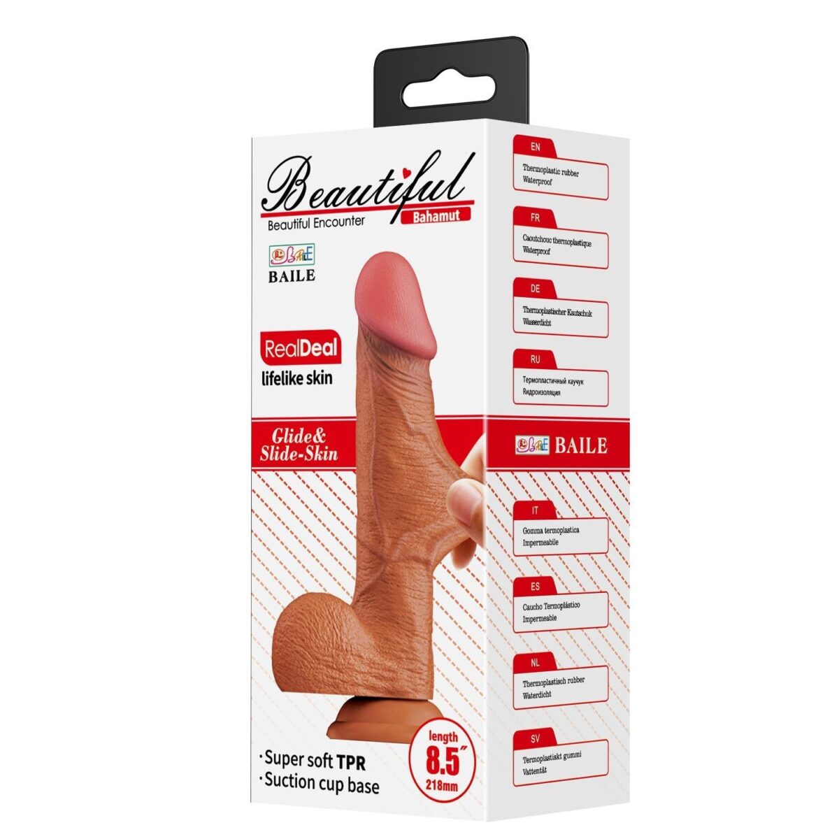 21,8 cm Et Dokulu Gerçekçi Çift Katmanlı Silikon Melez Penis - Bahamut | 218 cm et dokulu gercekci cift katmanl 4ec6be 1