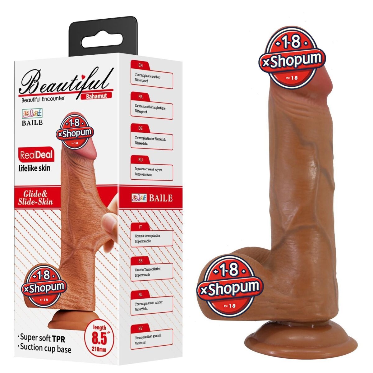 21,8 cm Et Dokulu Gerçekçi Çift Katmanlı Silikon Melez Penis - Bahamut | 218 cm et dokulu gercekci cift katmanl 8ec6be