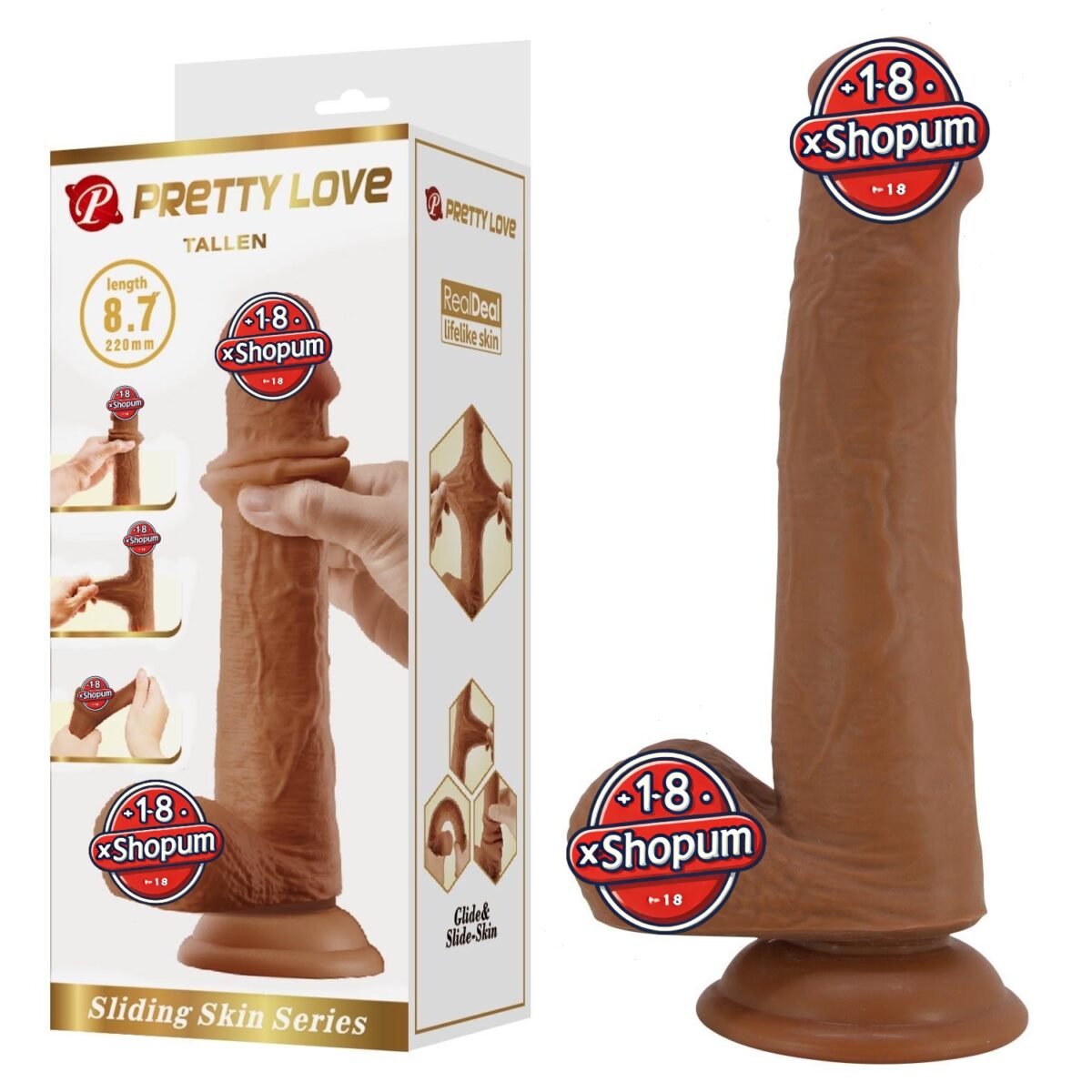22 cm Yeni Nesil Çift Katmanlı Realistik Vantuzlu Dildo Penis - Tallen | 22 cm yeni nesil cift katmanli realist r56 3d