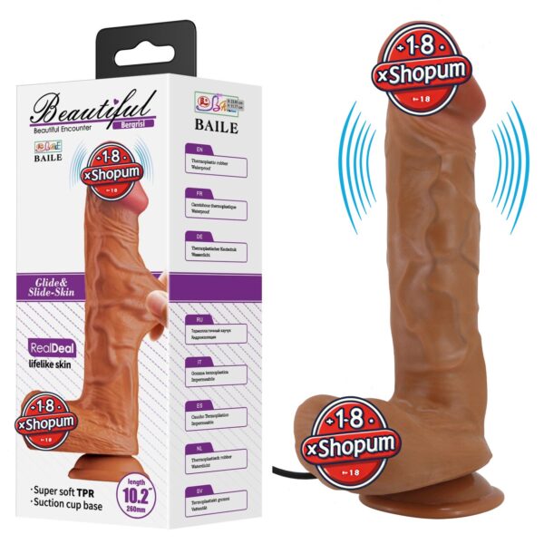 26 cm Çift Katmanlı Gerçekçi Titreşimli Dildo Vibratör Penis - Bergrisi