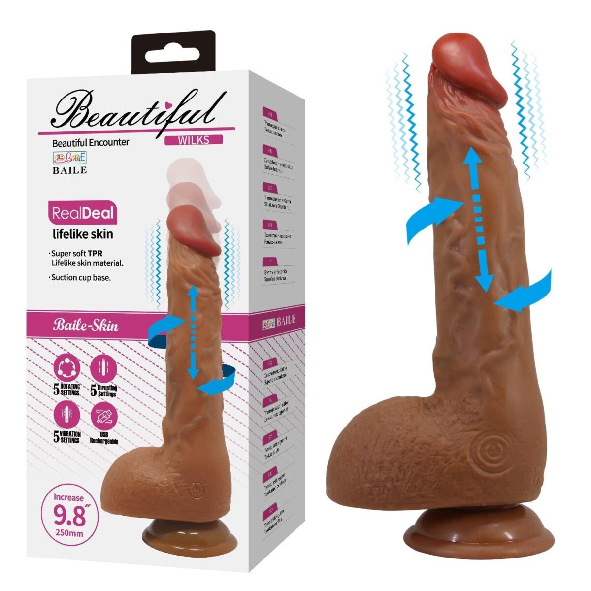 USB Şarjlı 25 cm Oynar Başlı İleri Geri Hareketli Titreşimli Dildo - Wilks | usb sarjli 25 cm oynar basli ileri ger 6ab 86