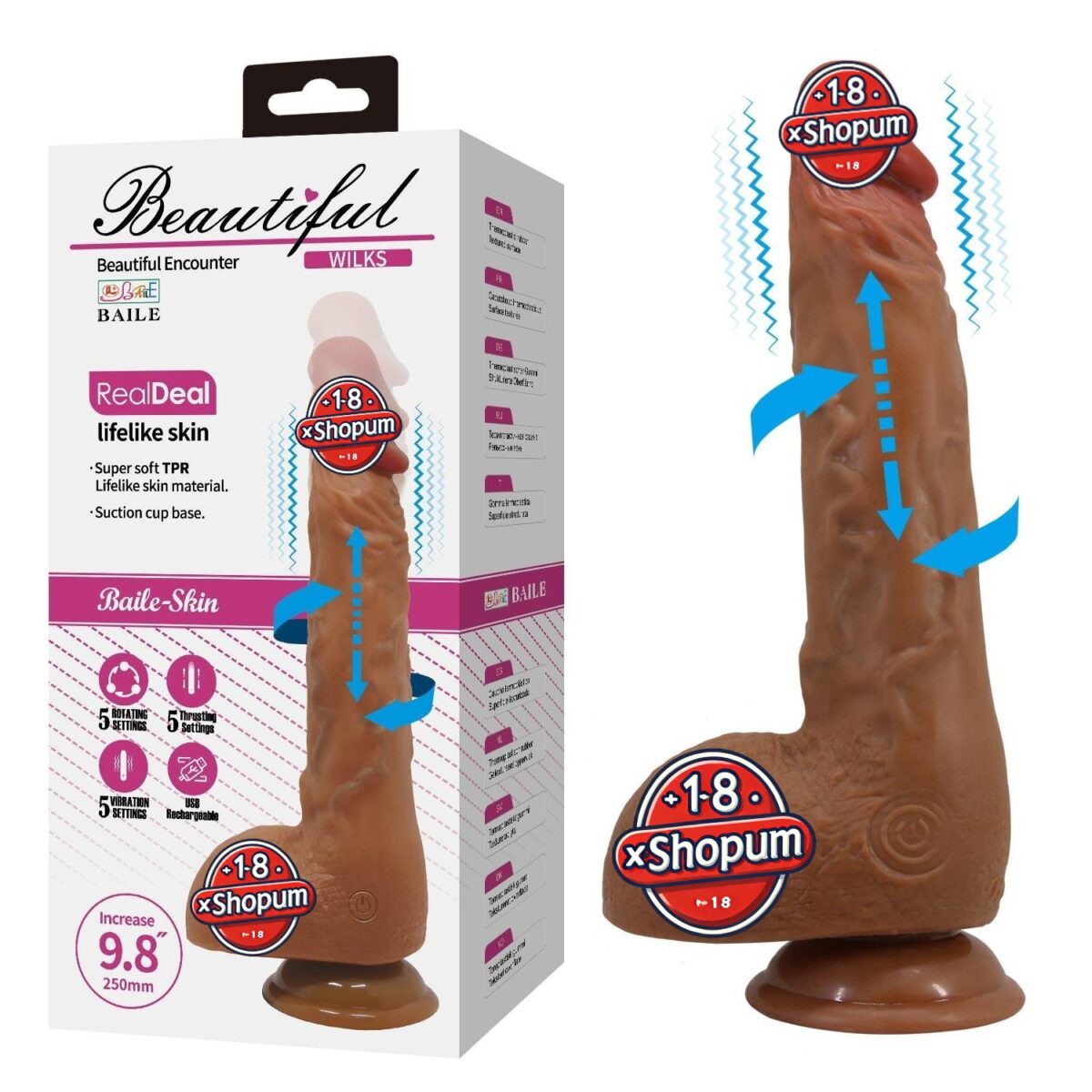 USB Şarjlı 25 cm Oynar Başlı İleri Geri Hareketli Titreşimli Dildo - Wilks | usb sarjli 25 cm oynar basli ileri ger 6ab 86
