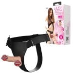 19,4 cm Belden Bağlamalı İçi Dolu Titreşimli Strapon Penis