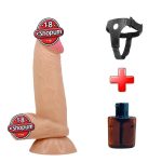 19,4 cm Çift Katmanlı Kıkırdak Yapılı Gerçekçi Belden Bağlamalı Dildo Penis - Duvall