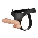 24 cm Belden Bağlamalı İçi Dolu Titreşimli Büyük Strapon Penis - Görsel 5