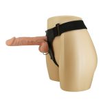 24 cm Belden Bağlamalı İçi Dolu Titreşimli Büyük Strapon Penis - Görsel 4