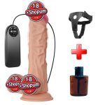 24 cm Titreşimli Realistik Belden Bağlamalı Vantuzlu Dildo Penis - Buraq