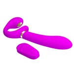 USB Şarjlı Strapless Çift Taraflı Titreşimli ve Elektro Şoklu Strapon Vibratör - Thunderbird - Görsel 5