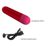 10 Fonksiyonlu USB Şarjlı Metalik Mini Bullet Vibratör – Kiwi (Yakut Kırmızısı) - Görsel 7