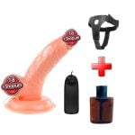 14,5 cm Döner Başlıklı Gerçekçi Belden Bağlamalı Titreşimli Dildo Penis – Curvo