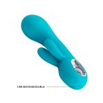 7 Fonksiyonlu 5 Hız Kademeli USB Şarjlı Rabbit G-Nokta Vibratörü – Chris (Mavi) - Görsel 6