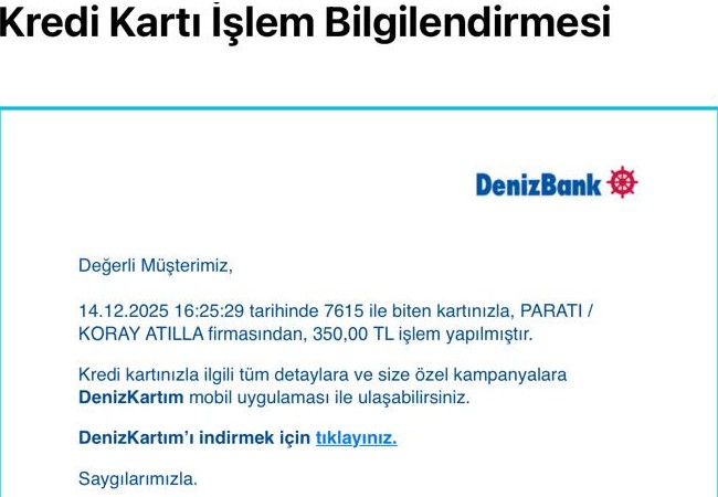 Kredi kartı ekstresi örneği