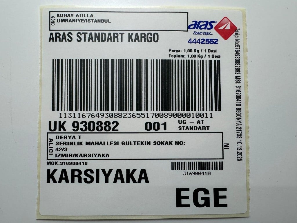 Kargo etiketi örneği
