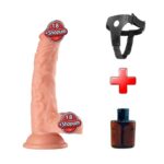 18 cm Realistik Dokulu Belden Bağlamalı Vantuzlu Dildo Penis – Ten Rengi