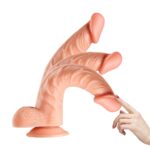 24 cm Kavisli Realistik Dokulu Belden Bağlamalı Vantuzlu Dildo Penis – Ten Rengi - Görsel 4